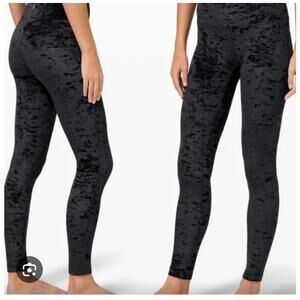 Lululemon Black Velvet Leggings Womens Size 4 Whimsy Goth Cozy Winter Leggings